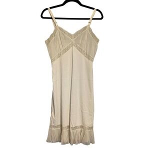 Vintage Charmode Slip Dress Lace Pleated Ruffle Ivory Fairy Coquette‎ Babydoll
